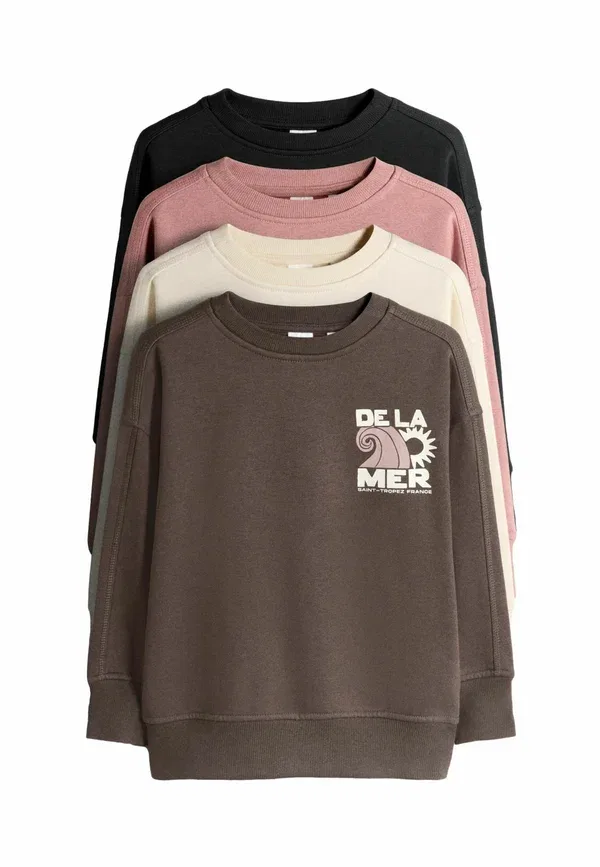 Свитшот с принтом Regular fit - 4 pack seam detail crews, The Set, коричневый, кремовый, розовый, черный — фото 2