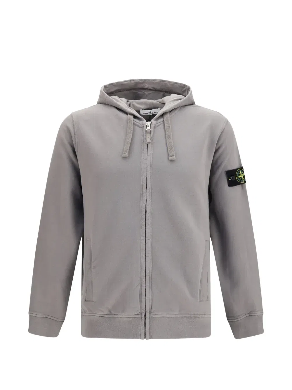 Худи на молнии с нашивкой-логотипом Stone Island, серый