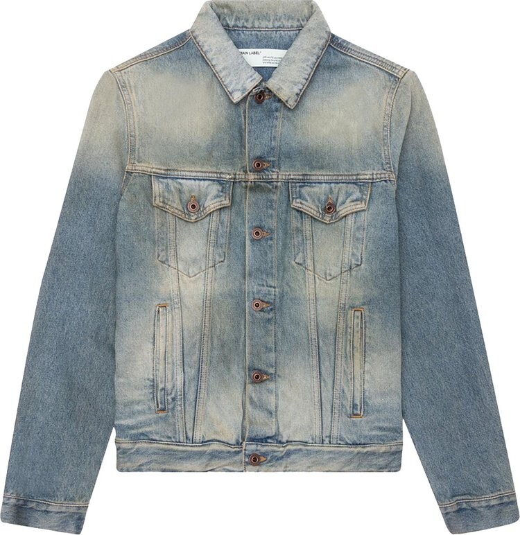 Куртка Off-White Airport Tape Slim Jeans Jacket 'Vintage Wash', синий — фото 2