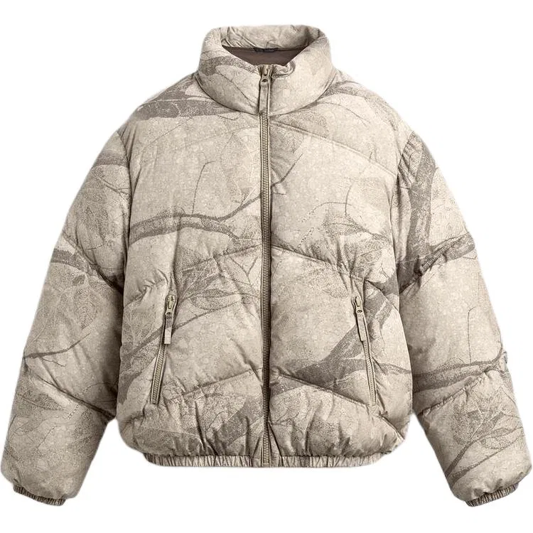 Мужская куртка-пуховик с принтом, средняя посадка, стойка-воротник, ZARA, Print