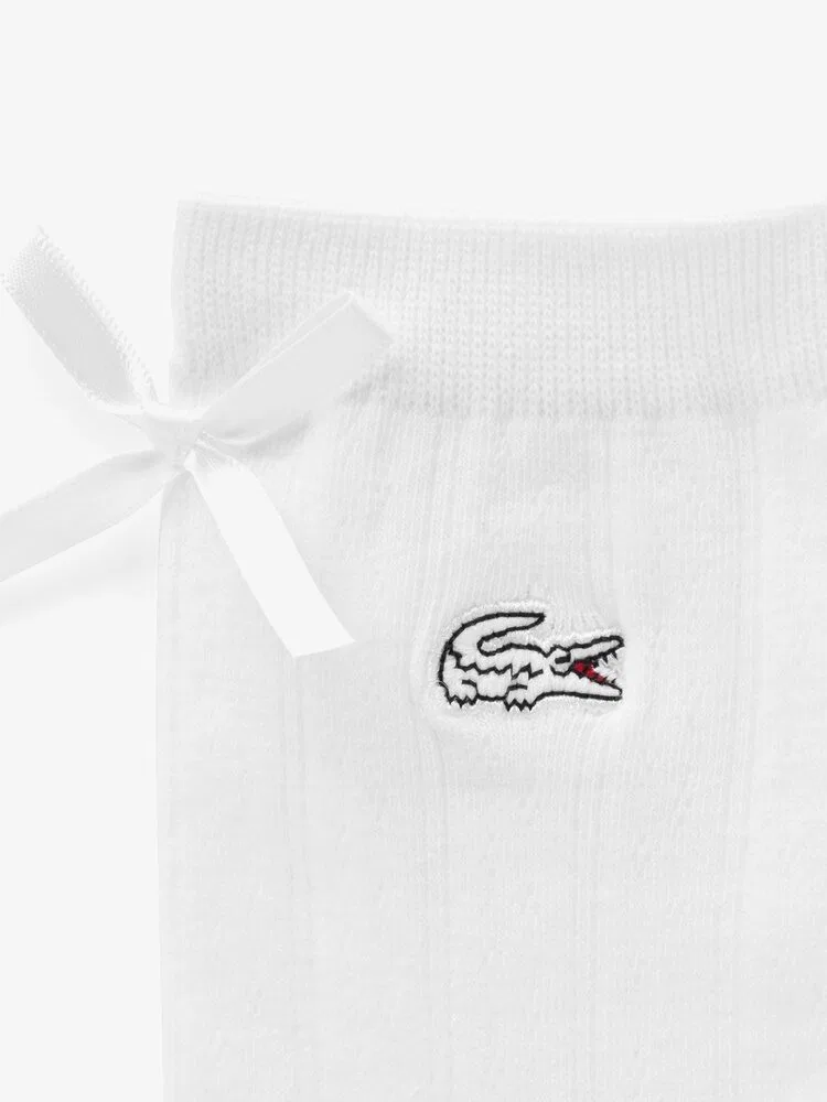Носки женские LACOSTE с бантом, ажурные, белые — фото 2
