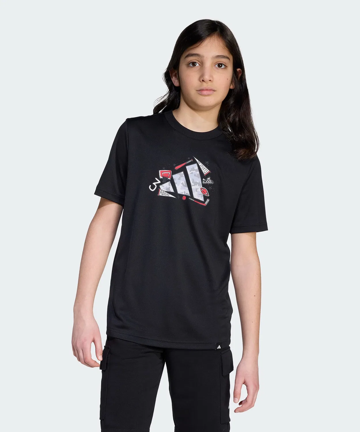 Детская футболка с принтом Climacool Camo Graphic T-Shirt Adidas, Black — фото 2