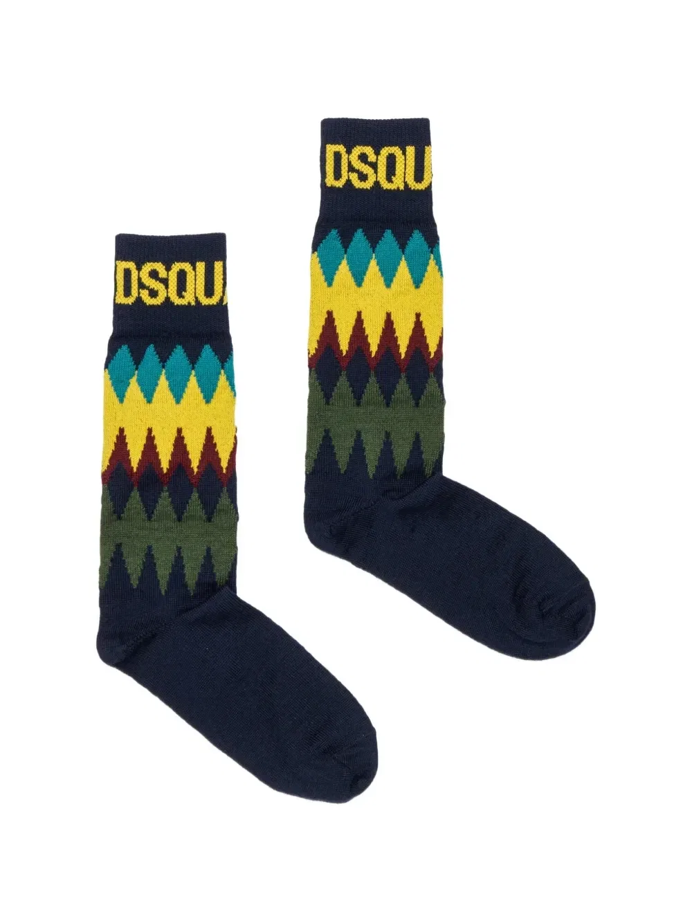 Носки с манжетами с логотипом вязанные в технике интарсия Dsquared2 Kids, синий