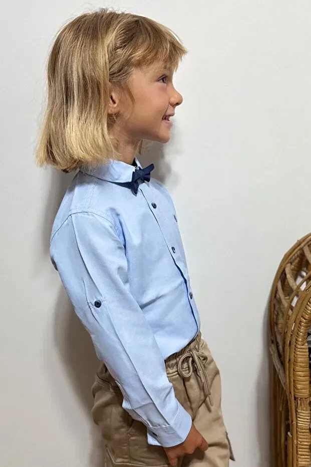 Детская рубашка для мальчиков с длинным рукавом Breeze, Light Blue — фото 3