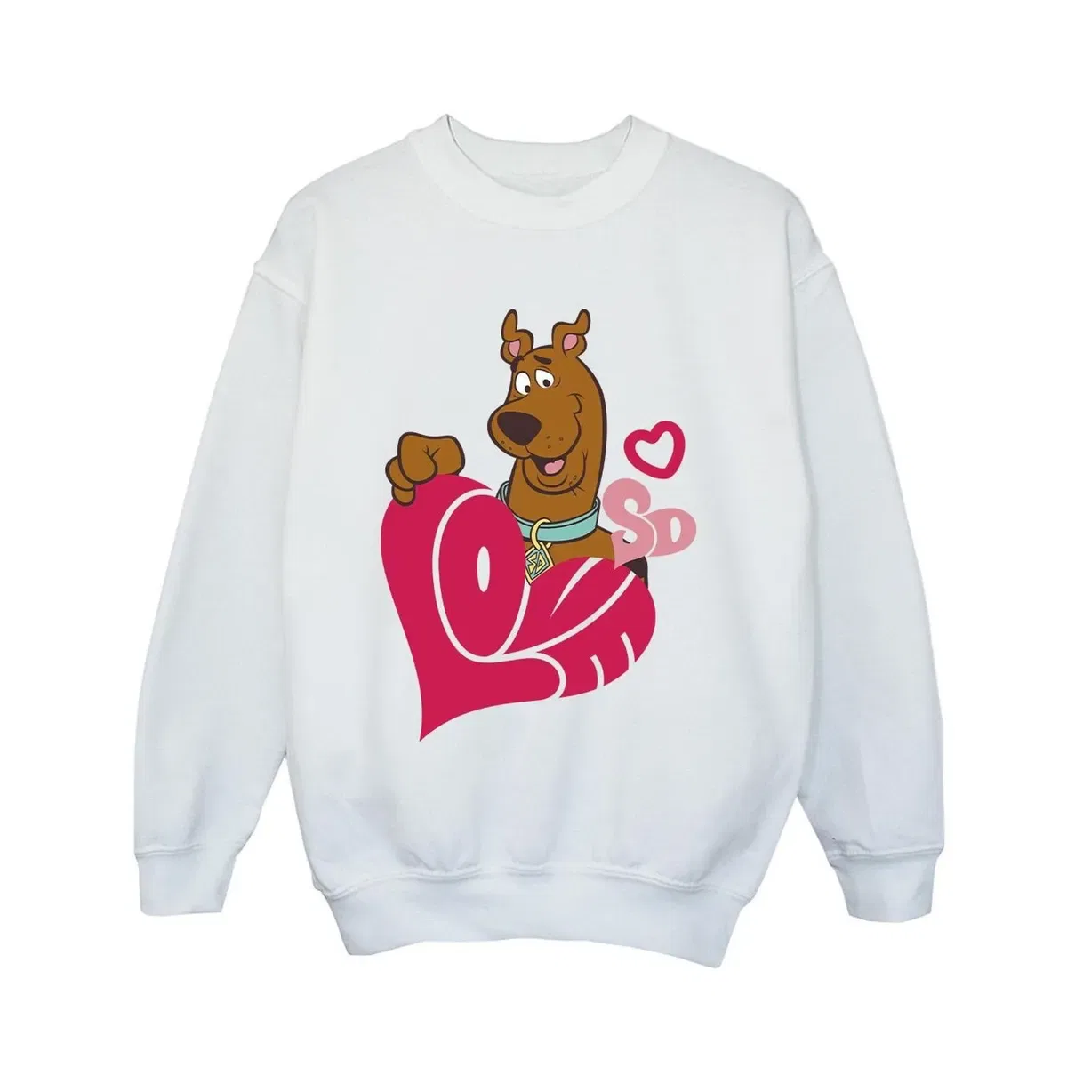 Детский свитшот с принтом Love Heart Scooby Doo, White