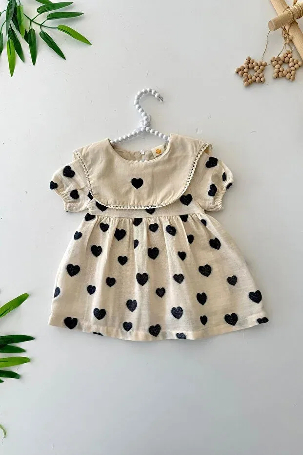 Детское платье для девочек с коротким рукавом Minigimin Cicileri, Cream