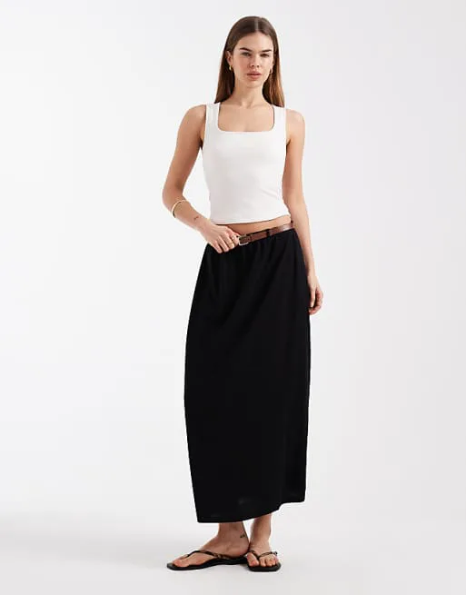 

Черная трикотажная юбка макси с поясом Vero Moda