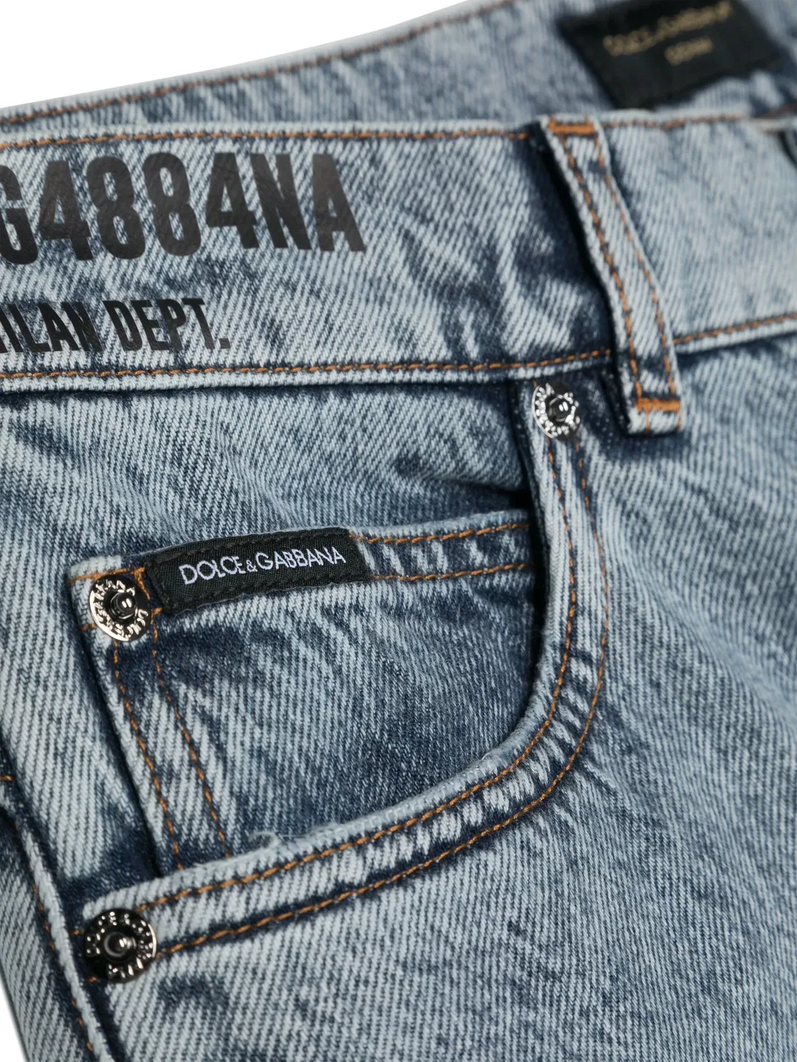 Джинсы с высоким поясом и принтом Dolce & Gabbana, синий — фото 3