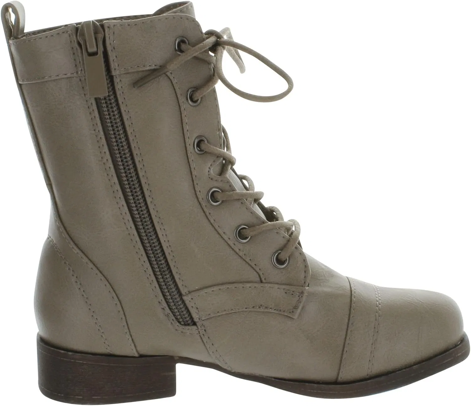 Детские ботинки на шнуровке с молнией Rosalie32k Lace-Up Kids Military Combat Boot Zipper Children's Shoes Link, Taupe — фото 2