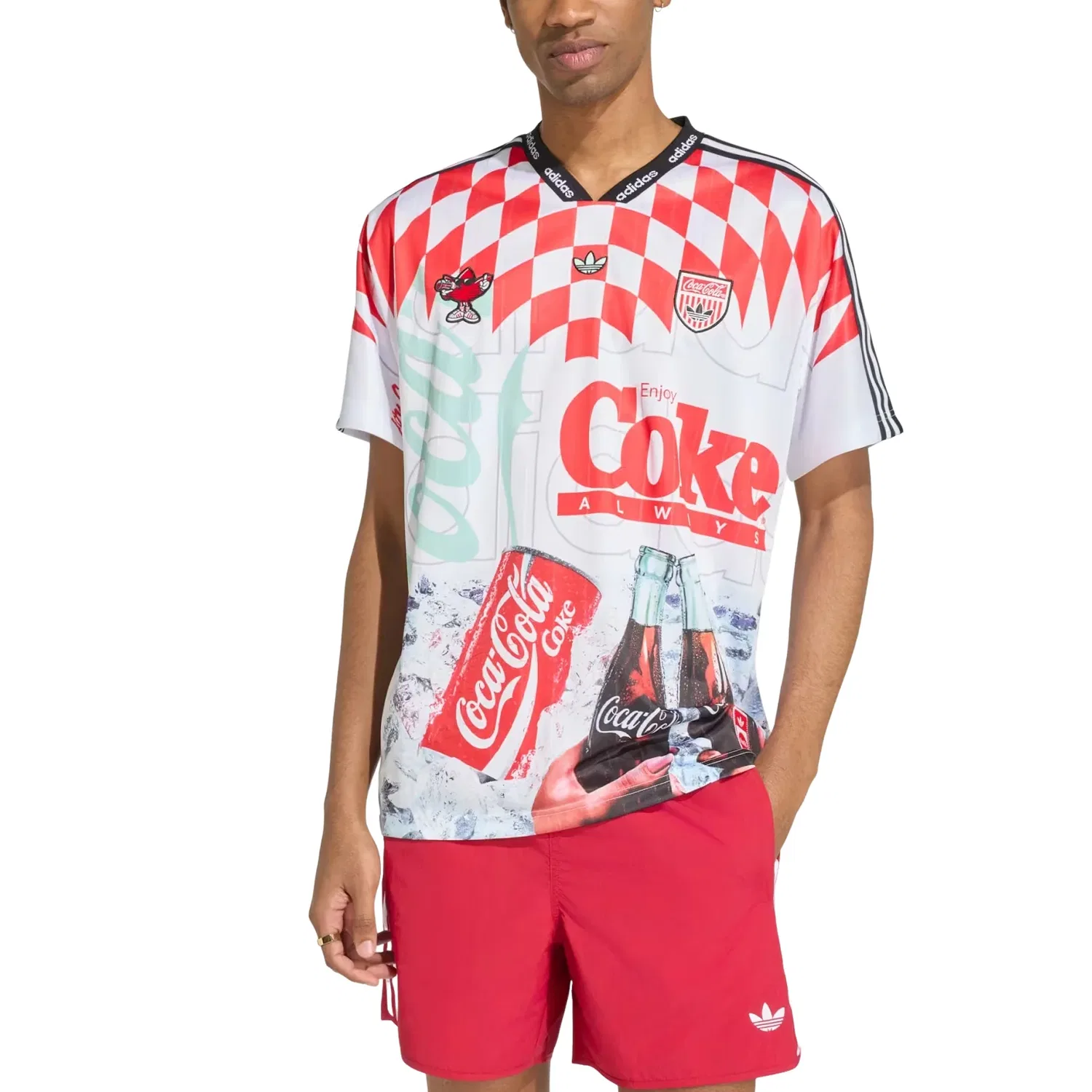 Мужская футболка с принтом Adidas x Coca-Cola Classic Sport Mash-Up Jersey White Multicolor, белый — фото 3