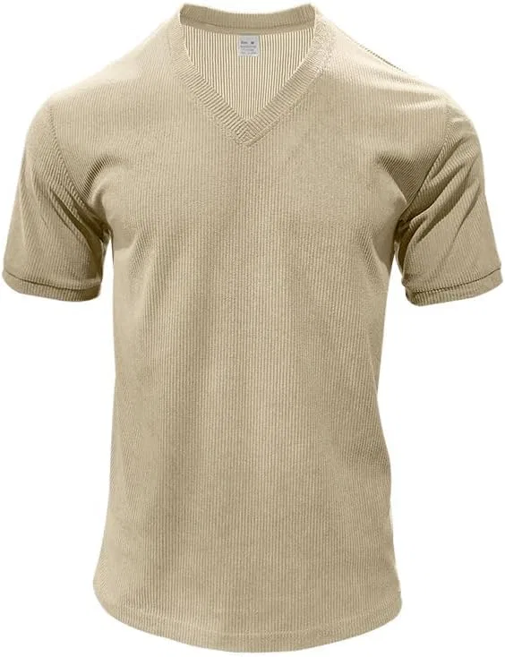 Мужская спортивная футболка с V-образным вырезом Slim Fit, Khaki — фото 2