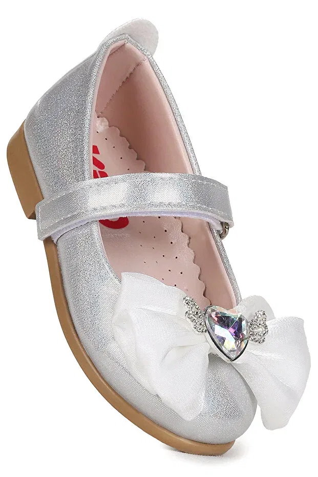 Детские балетки для девочек с блестками Kiko Kids, Silver