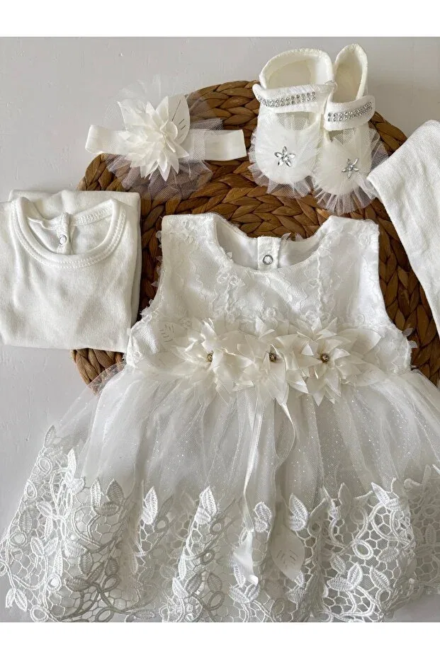 Детский комплект для новорожденных девочек с длинным рукавом Pileki Baby, White — фото 2
