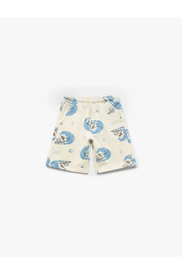 Детские шорты для мальчиков хлопковые с принтом Koton, Ecru Patterned