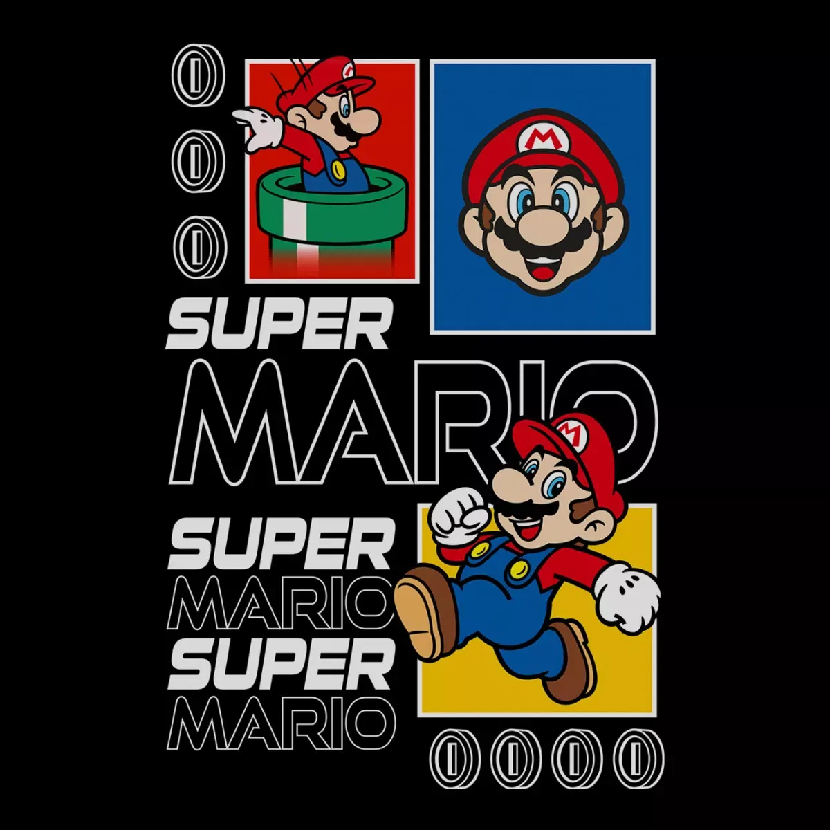 Детское худи для мальчиков с принтом Super Mario Coins Nintendo, Black — фото 2
