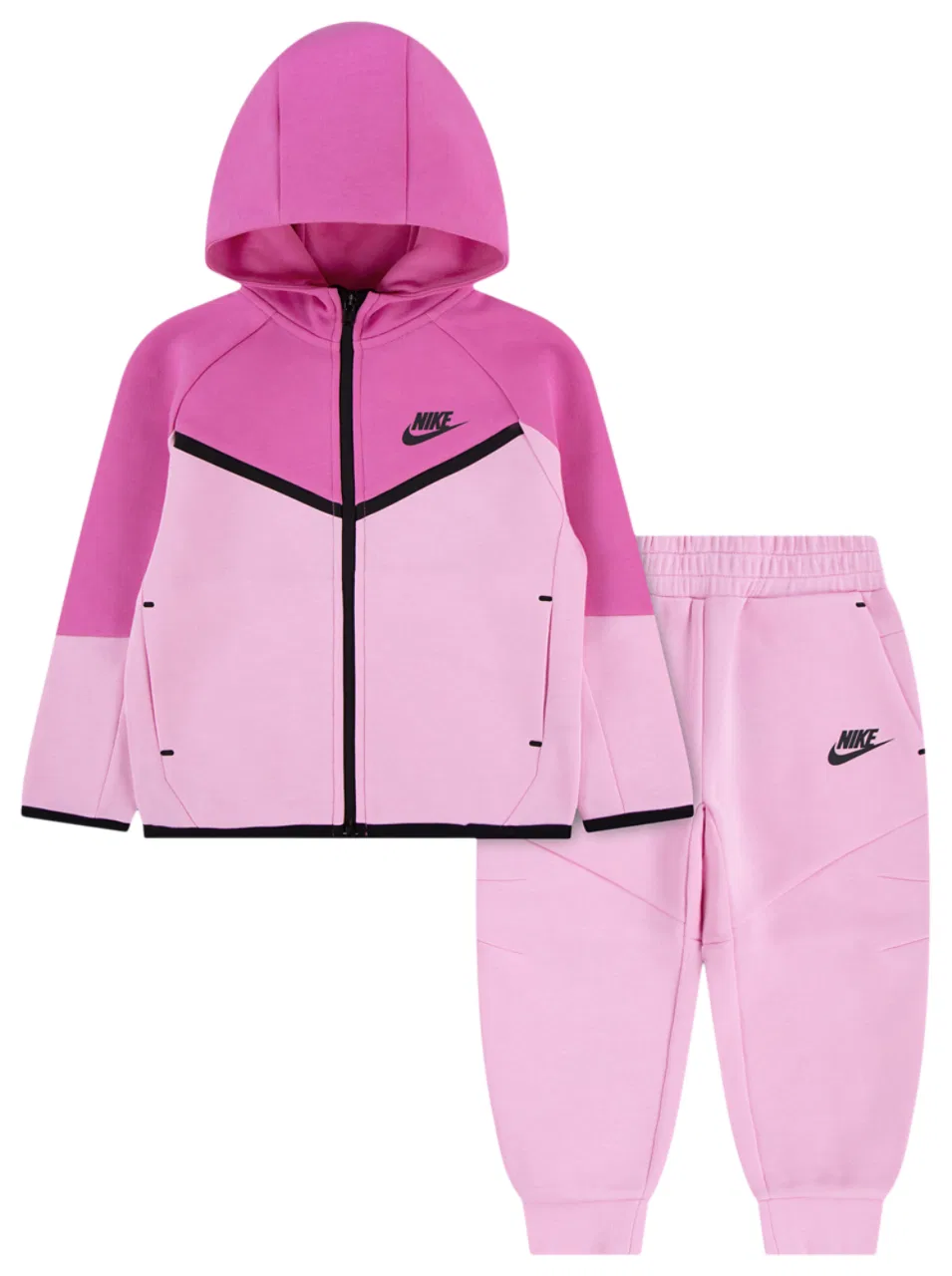 Детский комплект для девочек из двух предметов на молнии Tech Fleece Full-Zip Nike, Playful Pink/Pink Rise
