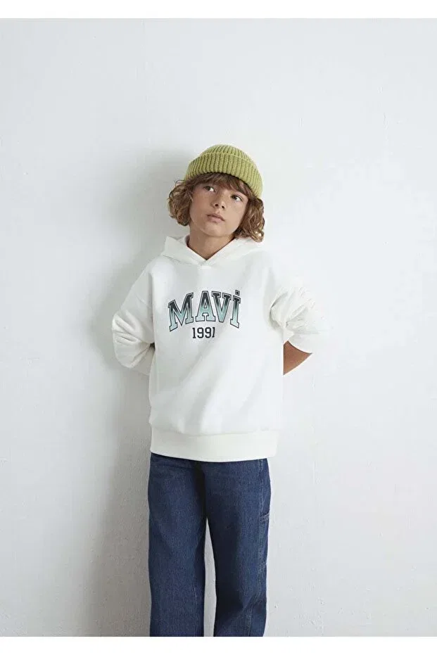 Детские свитшот для мальчиков с принтом Mavi, Off White