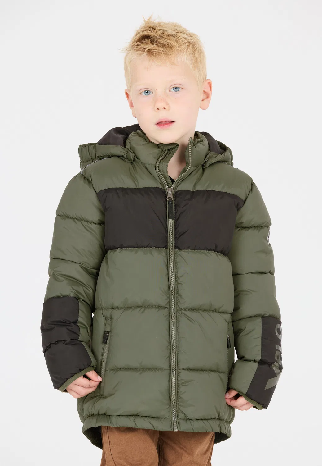 Детская ветрозащитная куртка Bruno Zigzag, Dark Green / Schwarz — фото 4