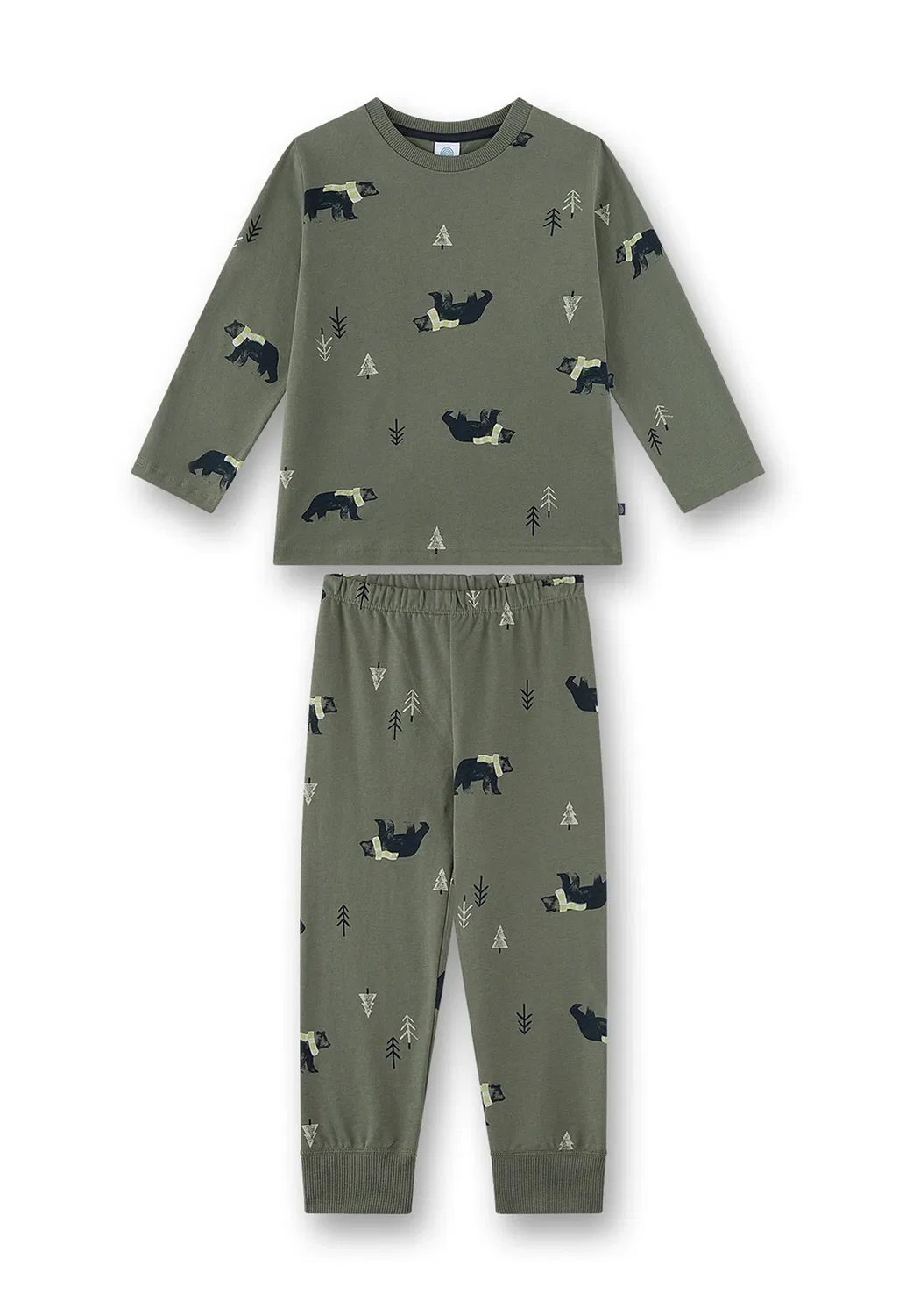 Комплект Jungen-Schlafanzug lang Khaki Bär - пижамный комплект Sanetta, Grün