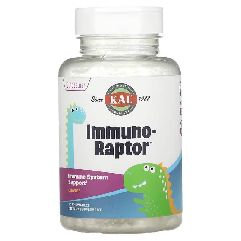 

Иммунная поддержка KAL Dinosaurs Immuno-Raptor со вкусам апельсина, 60 жевательных таблеток