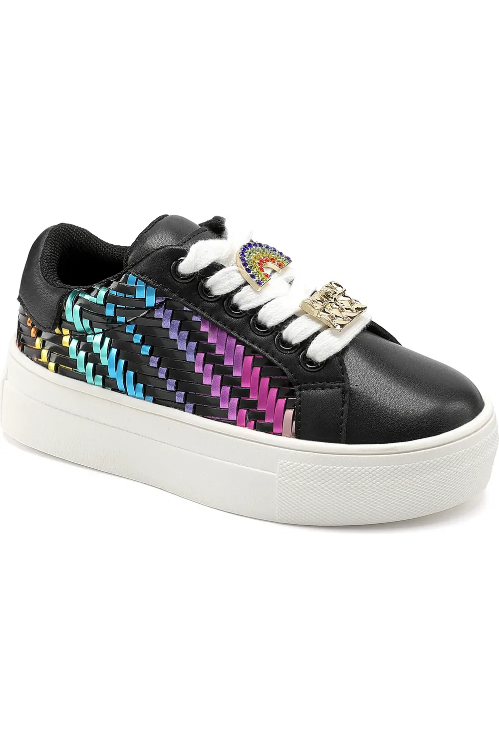Детские кроссовки на платформе с металлическим переливом Mini Laney Weave Kurt Geiger London, Black Multi