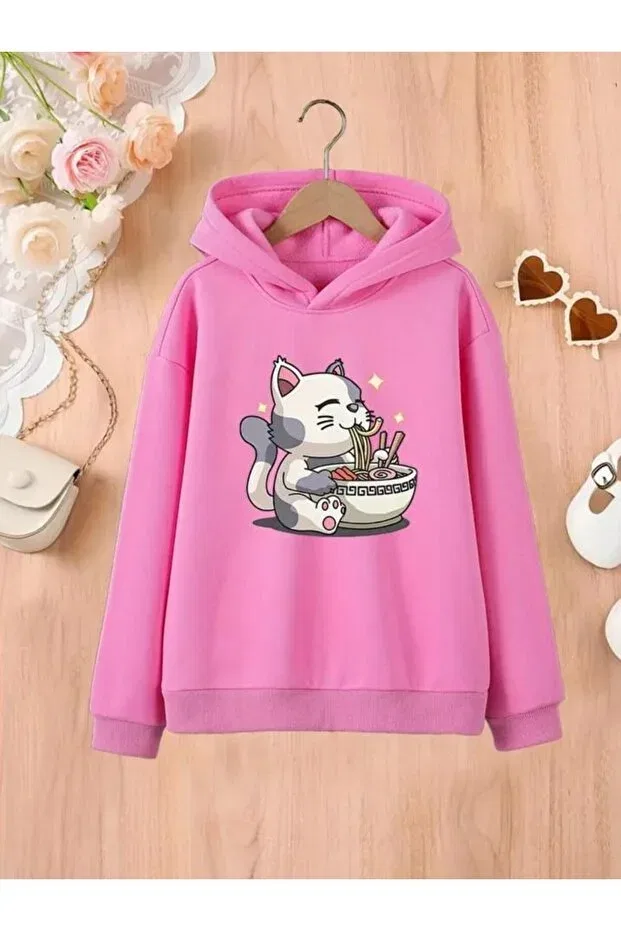 Детское худи для девочек с принтом Eat Eater Design Baxia, Pink4