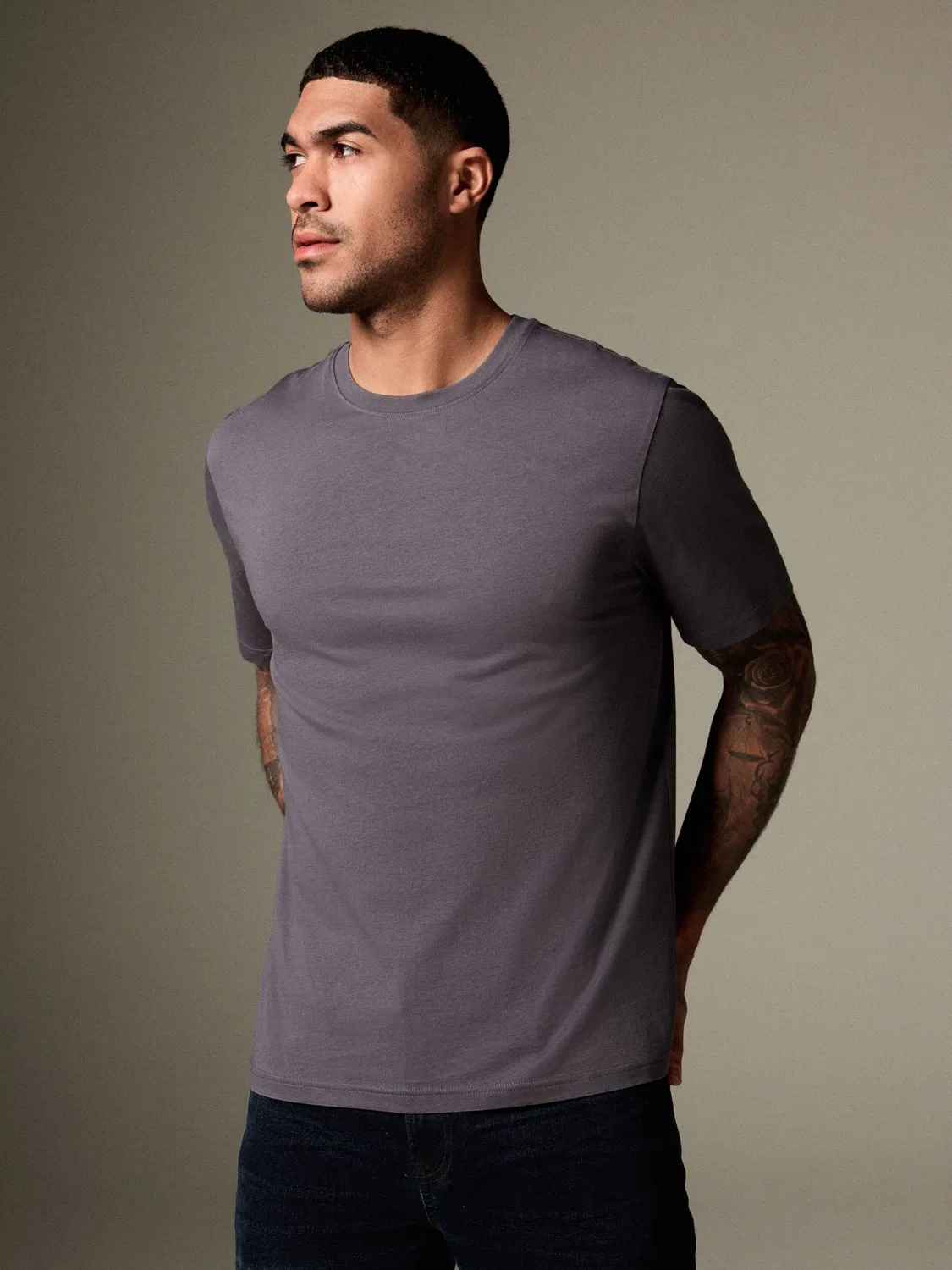 Футболка с круглым вырезом, Slim Fit, Essential Next, Grey Slate