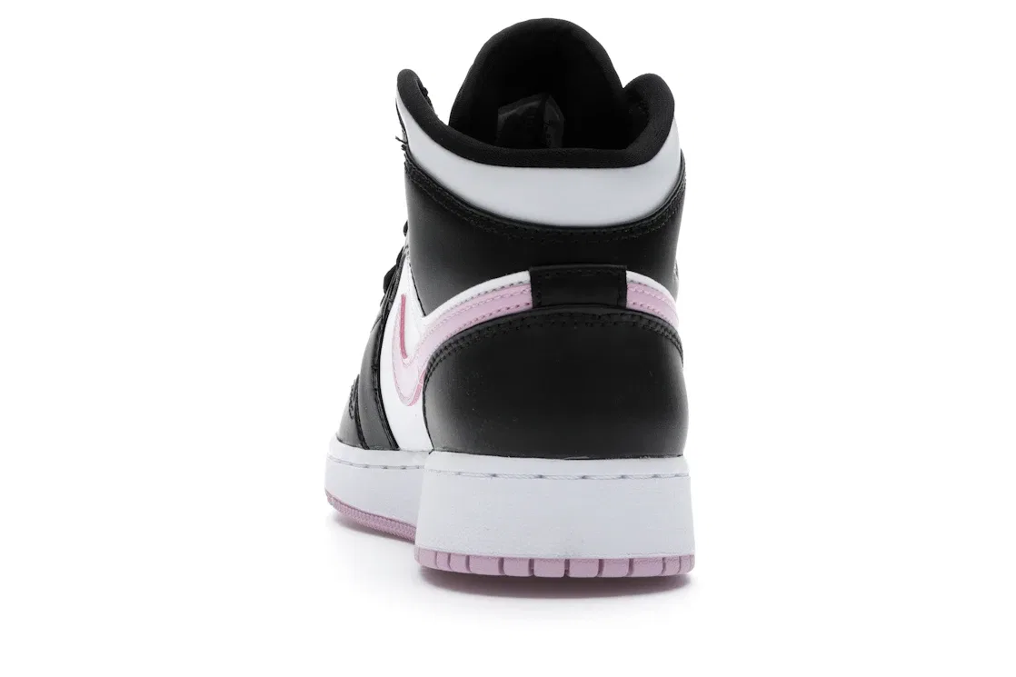 Детские кроссовки для мальчиков с принтом Jordan 1 Mid Jordan, White/Black-Light Arctic Pink — фото 4