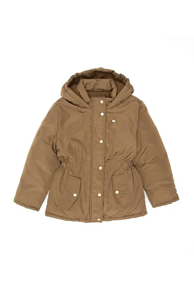 Детское пальто для девочек с капюшоном U.S. Polo Assn., Khaki — фото 3