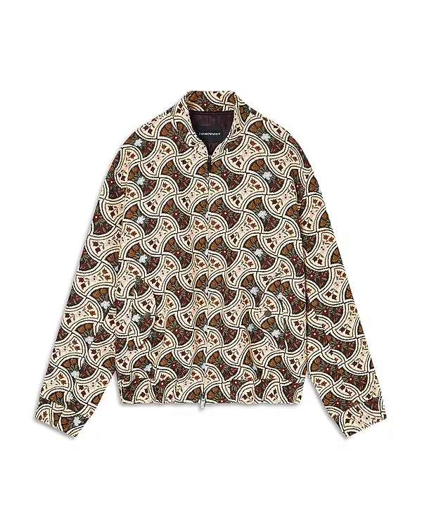 Мужская куртка-бомбер с цветочным жаккардом Emporio Armani, Green/Tan — фото 2