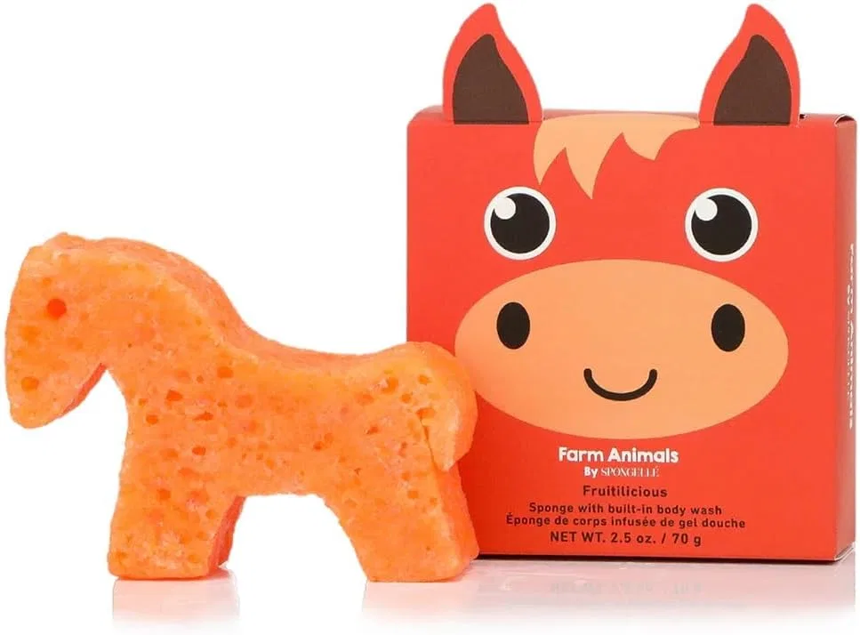 Люфа для душа Henry Horse, SPONGELLÉ, 1 шт, 82 г, Orange