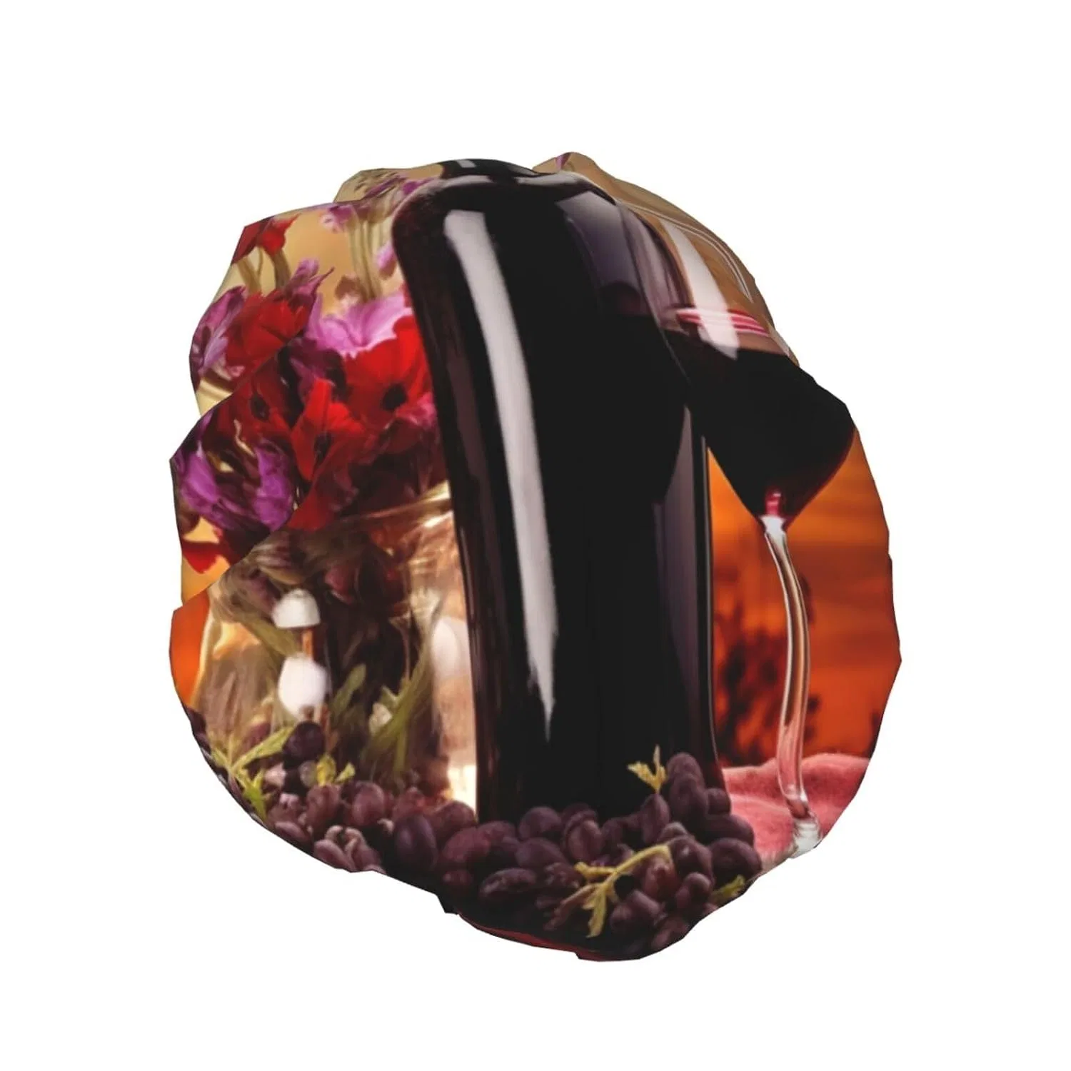 Водонепроницаемая шапочка для душа FHEBNDS, Red Wine Flower — фото 2
