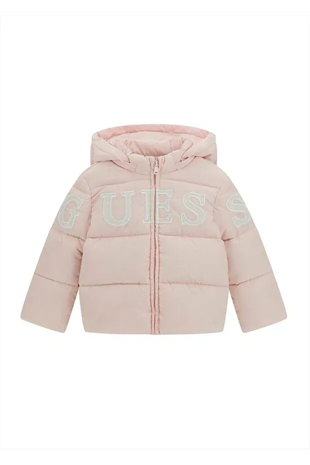 Детское зимнее пальто для девочек с капюшоном Guess, Pink Tint