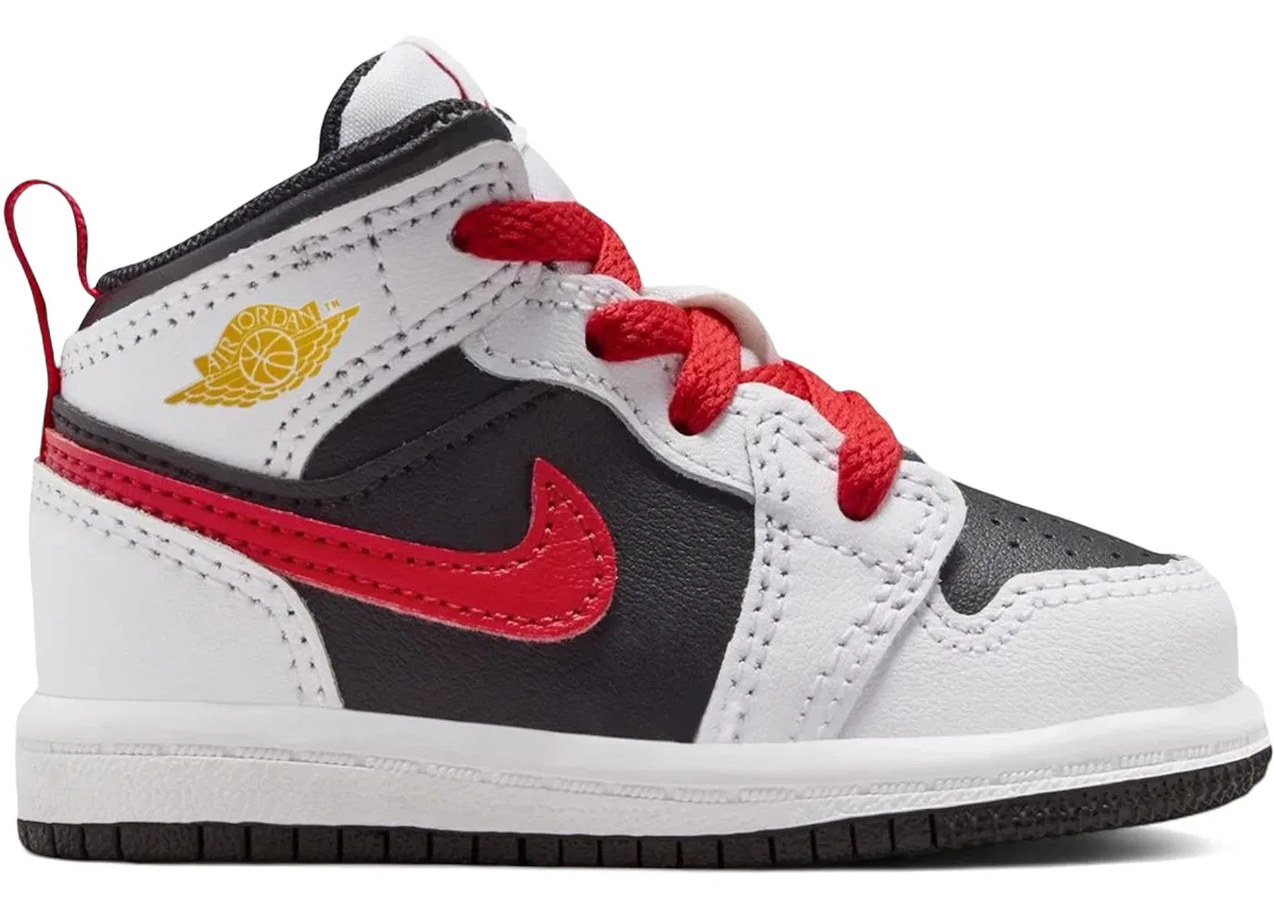 Детские кроссовки с контрастными элементами Jordan 1 Mid Jordan, Black/White/Speed Red