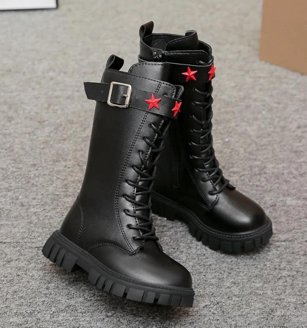 Детские ботинки для девочек с принтом, модель Girls Waterproof Riding Boots, Black — фото 4
