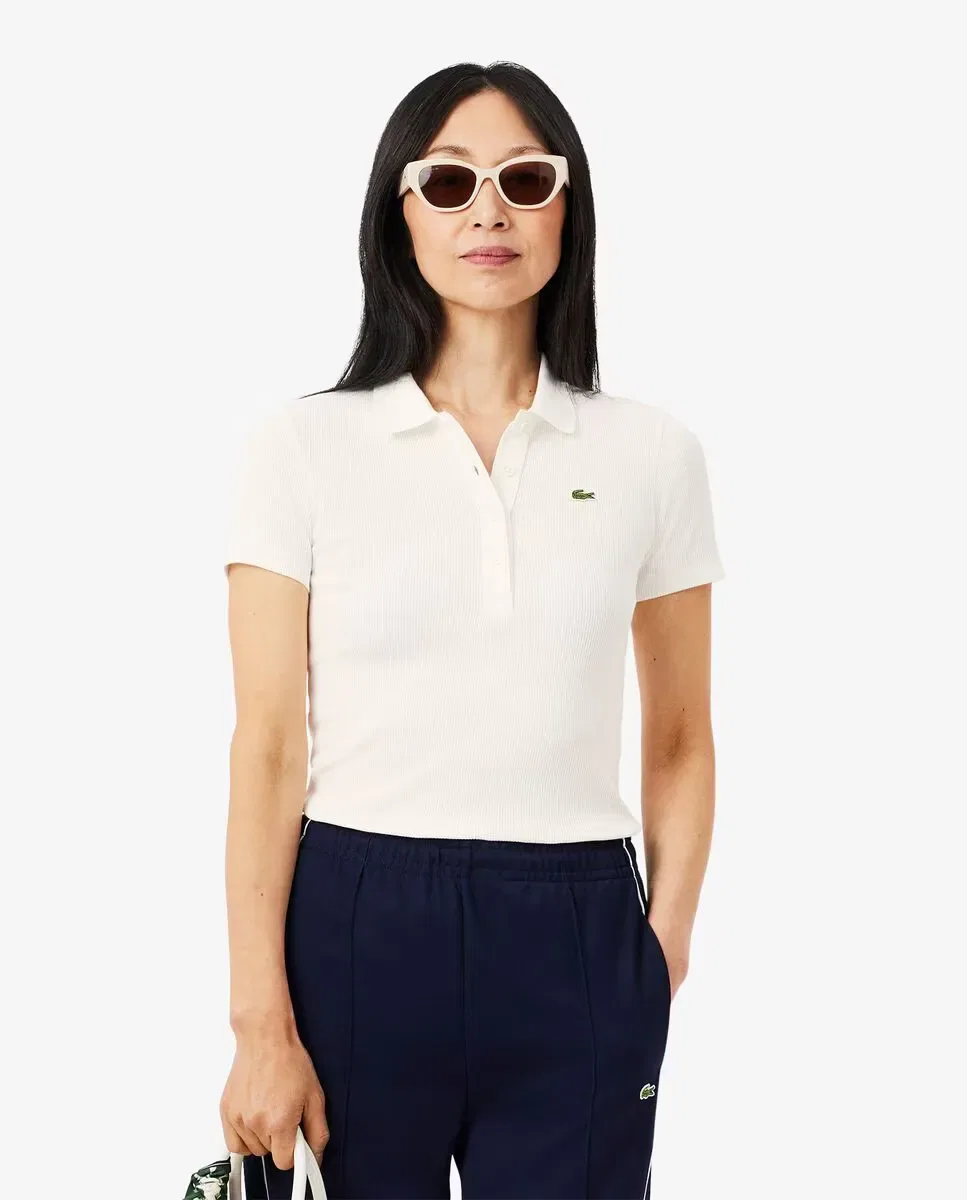 Поло Lacoste Blanco из хлопка пике с коротким рукавом