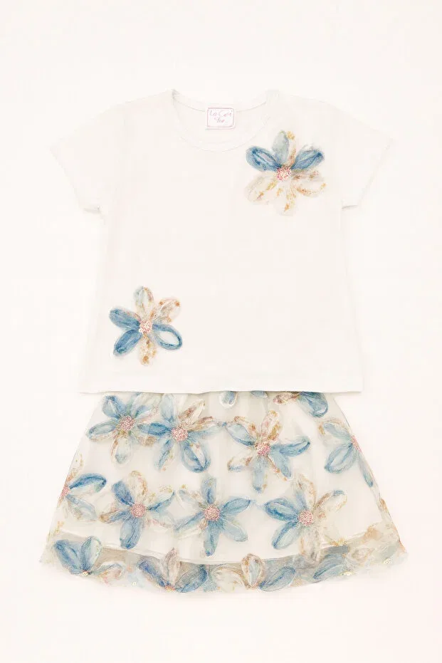 Детский комплект футболки и юбки с цветочным принтом Basics Gmg Baby, Multicolor — фото 2