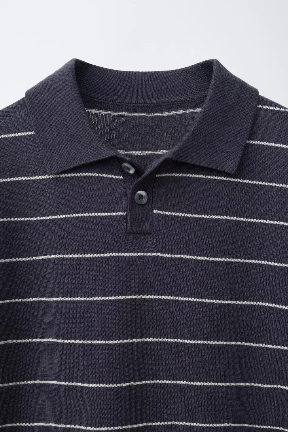 Поло из хлопка и льна ZARA, Grey/Beige — фото 3