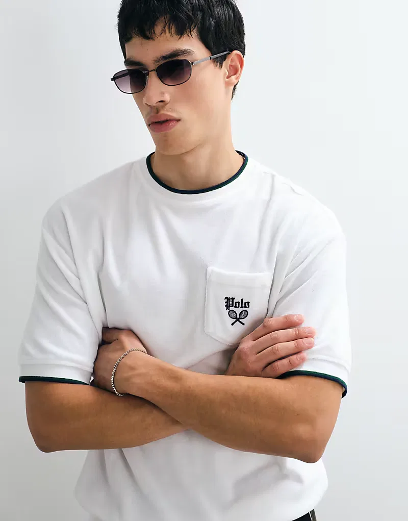 Футболка Polo Ralph Lauren с коротким рукавом из махровой ткани свободного кроя, белая