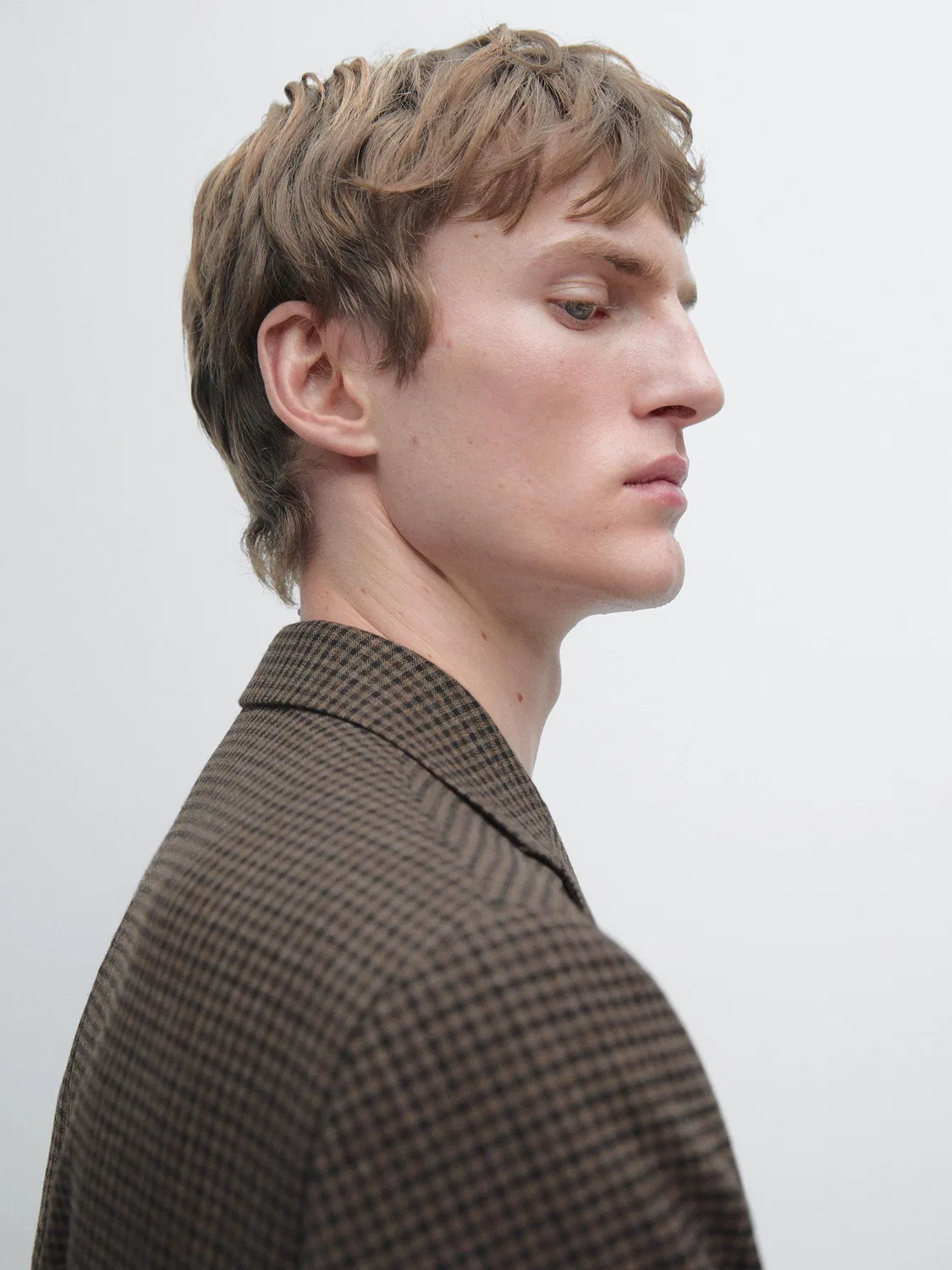 100% шерстяной приталенный клетчатый блейзер Massimo Dutti, коричневый — фото 4