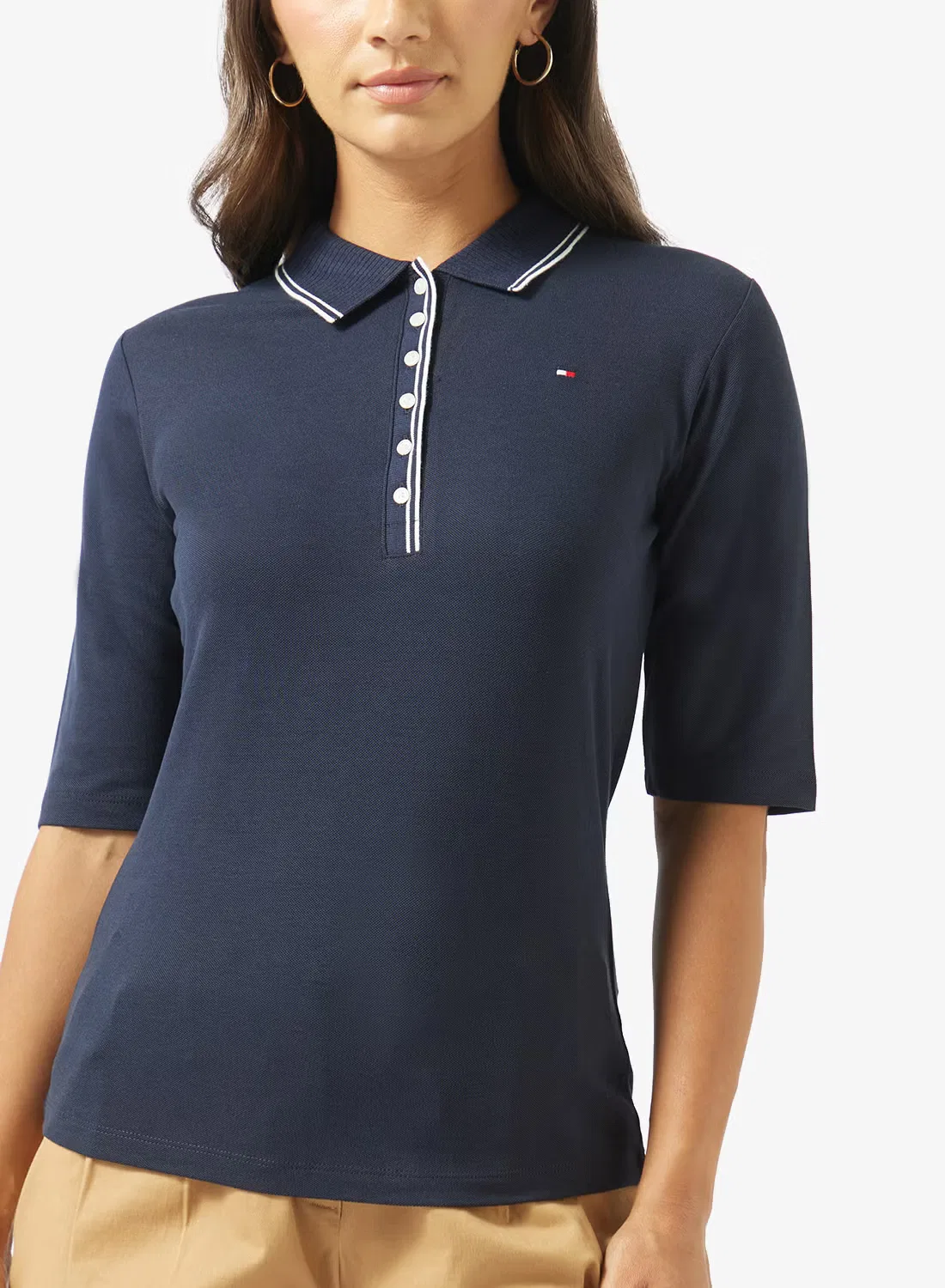 Поло с коротким рукавом Slim fit tipped Tommy Hilfiger, темно-синий — фото 3