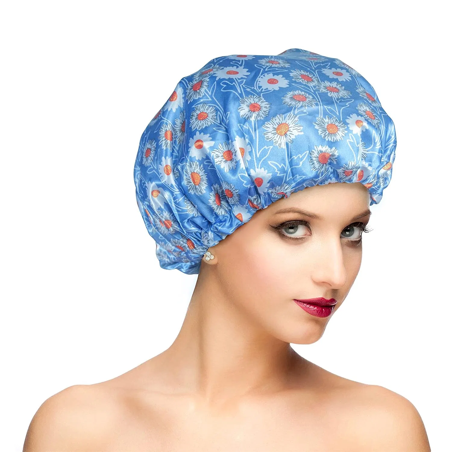 Шапочка для душа Oversized, Fishent, PEVA, Blue Flowers