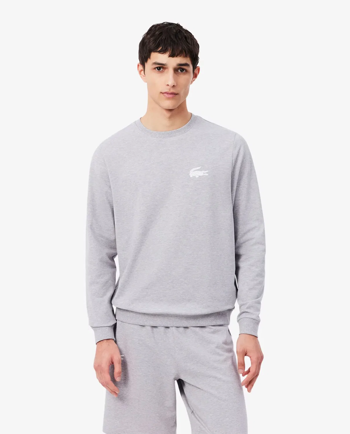 Мужская худи из футера с капюшоном Lacoste, Светло-Серый