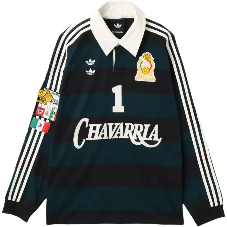 Поло Adidas Originals X Willy Chavarria LS Rugby, зеленый — фото 2
