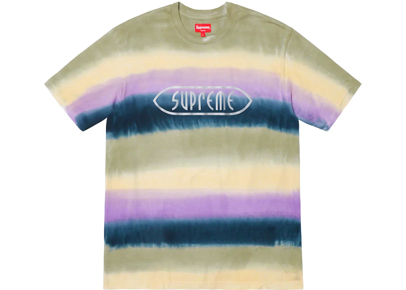 Мужская футболка с принтом Supreme Rainbow Stripe Tee, Purple