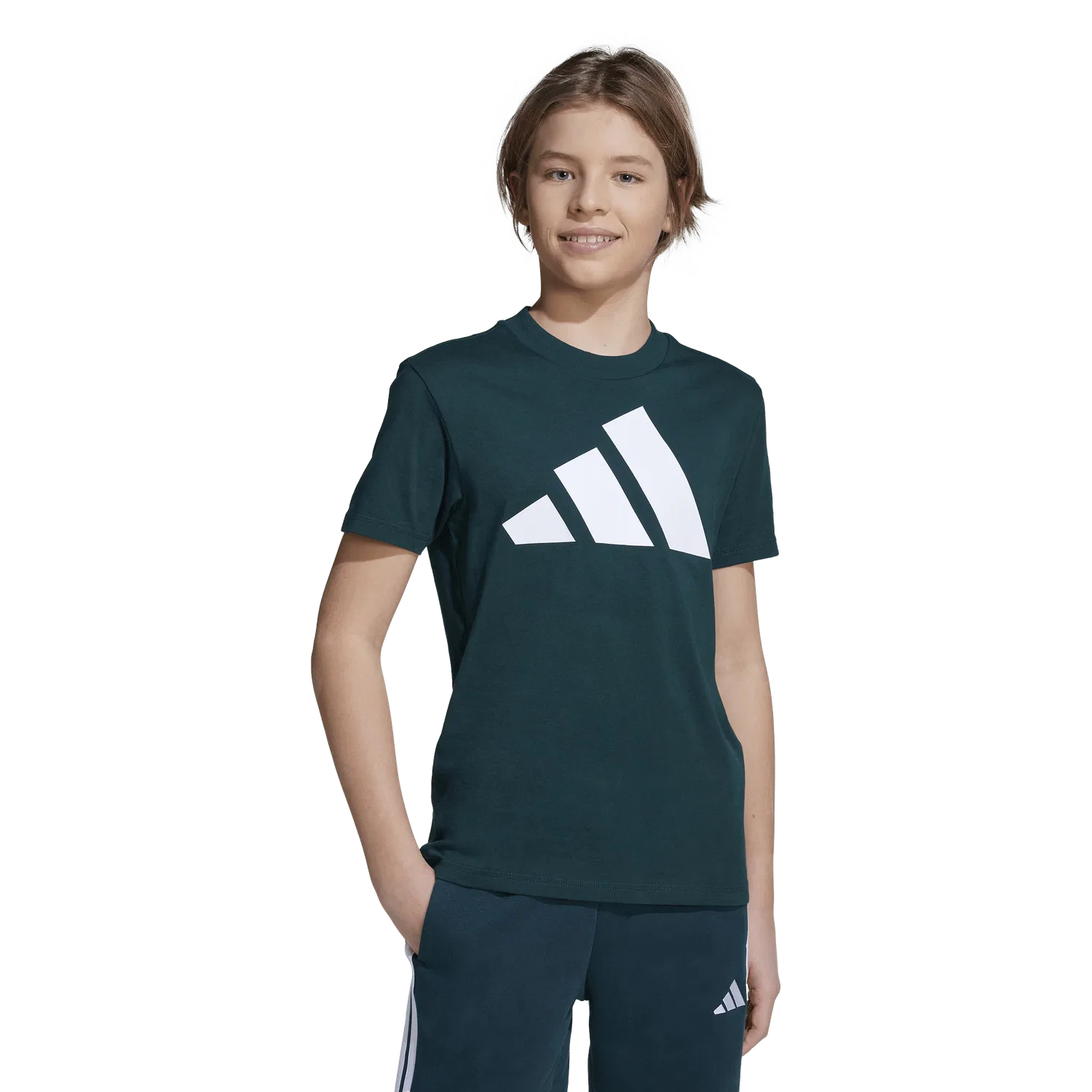 Детская спортивная футболка Adidas, зеленый — фото 2