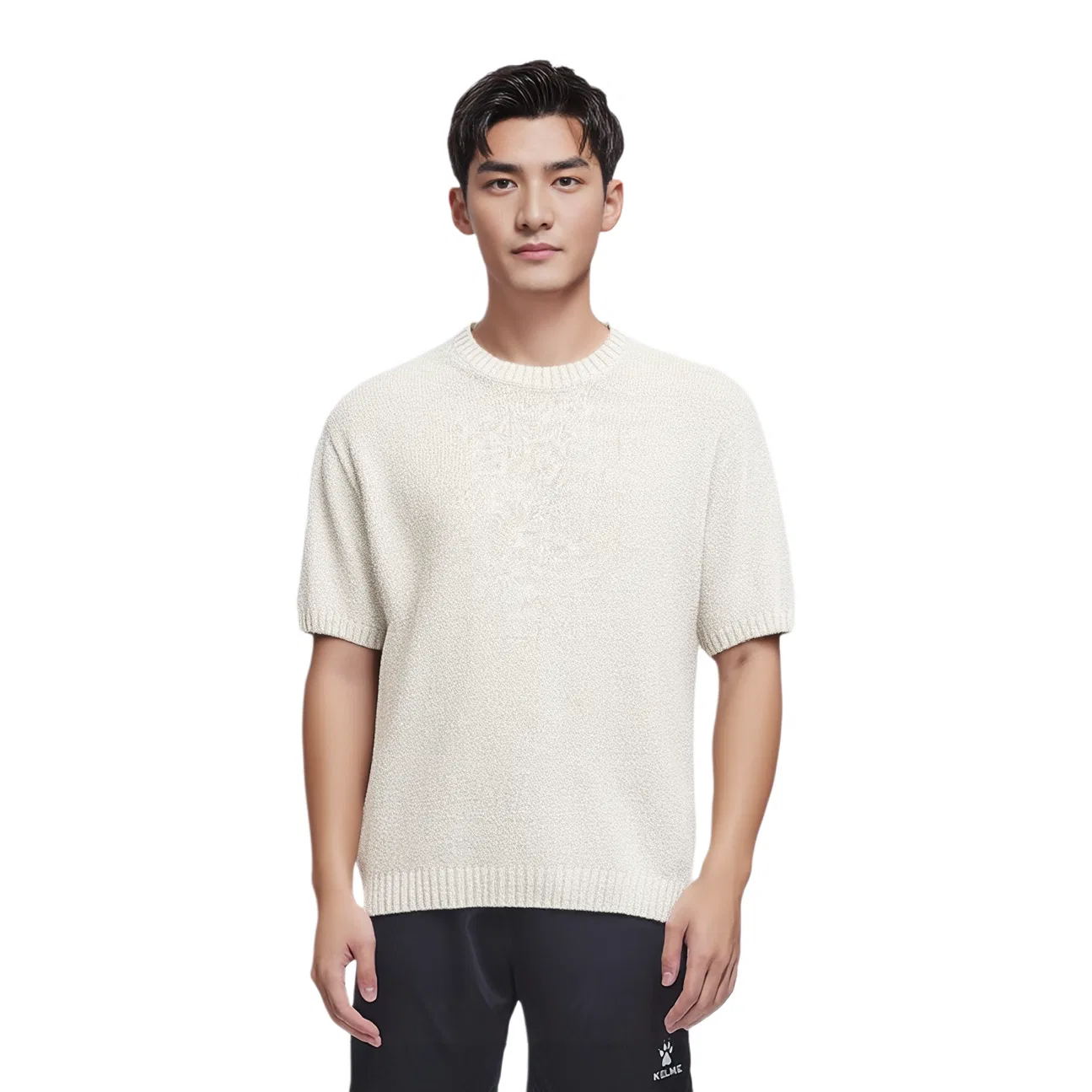 Мужская футболка с круглым вырезом прямого кроя Nude/Beige ZARA — фото 4