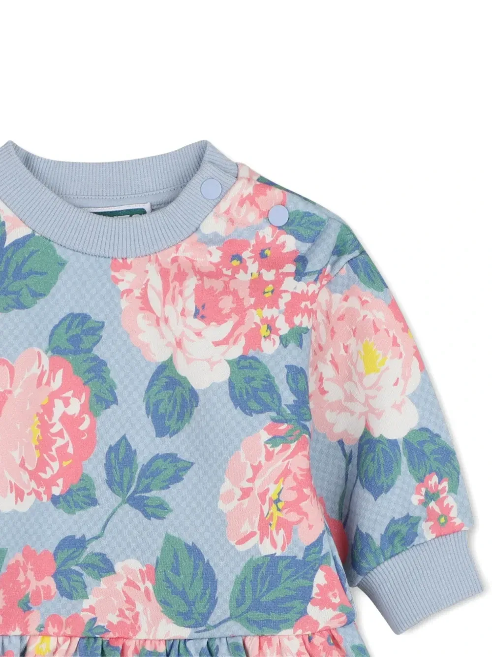 Платье с оборками и цветочным принтом Kenzo Kids, синий — фото 3