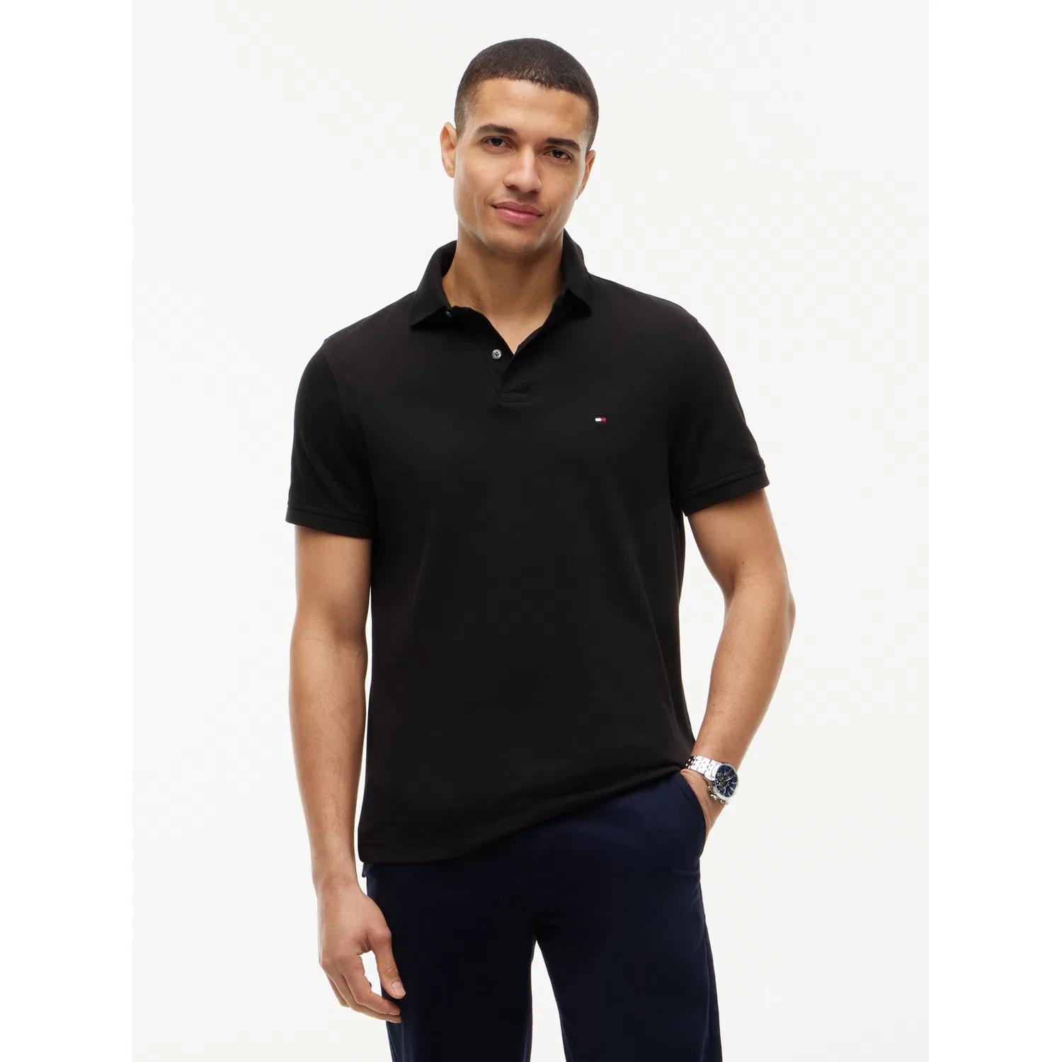 Мужское поло из высококачественного пике Tommy Hilfiger, Black