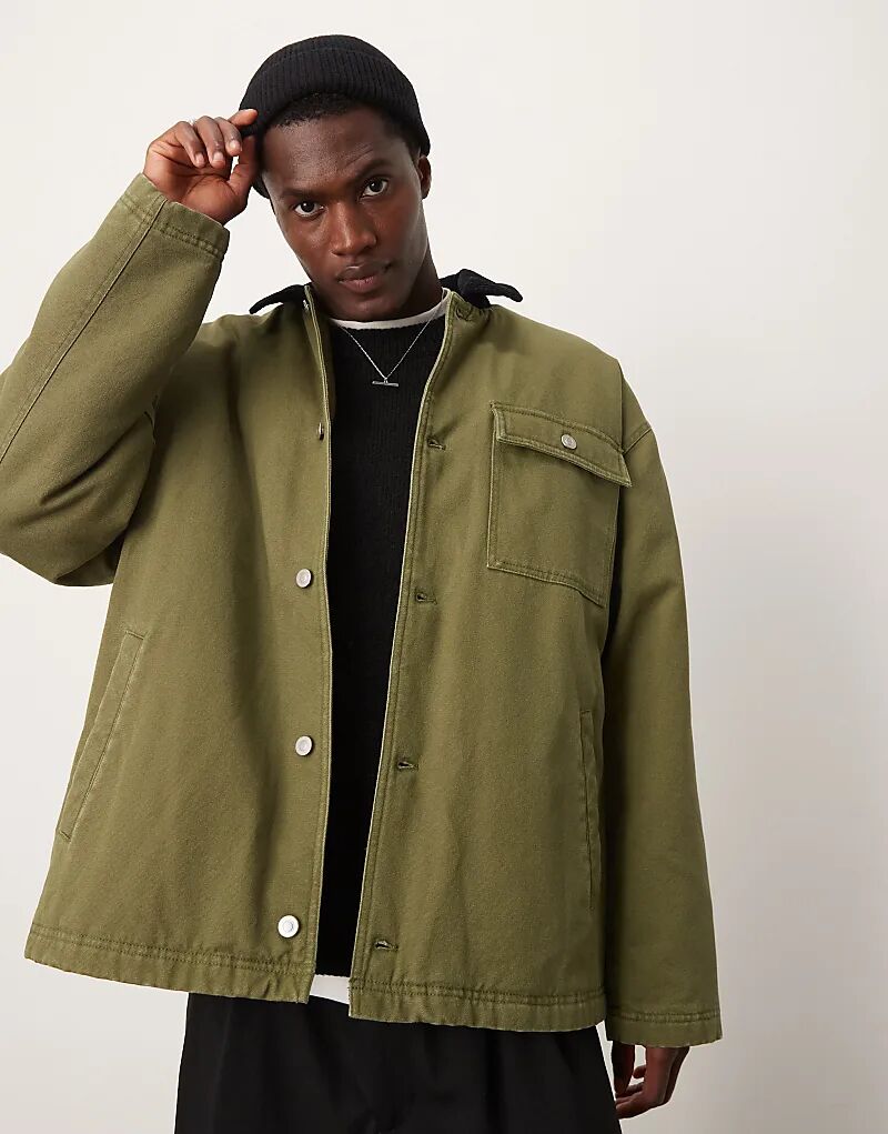 

Куртка харрингтон свободного кроя цвета хаки ASOS DESIGN